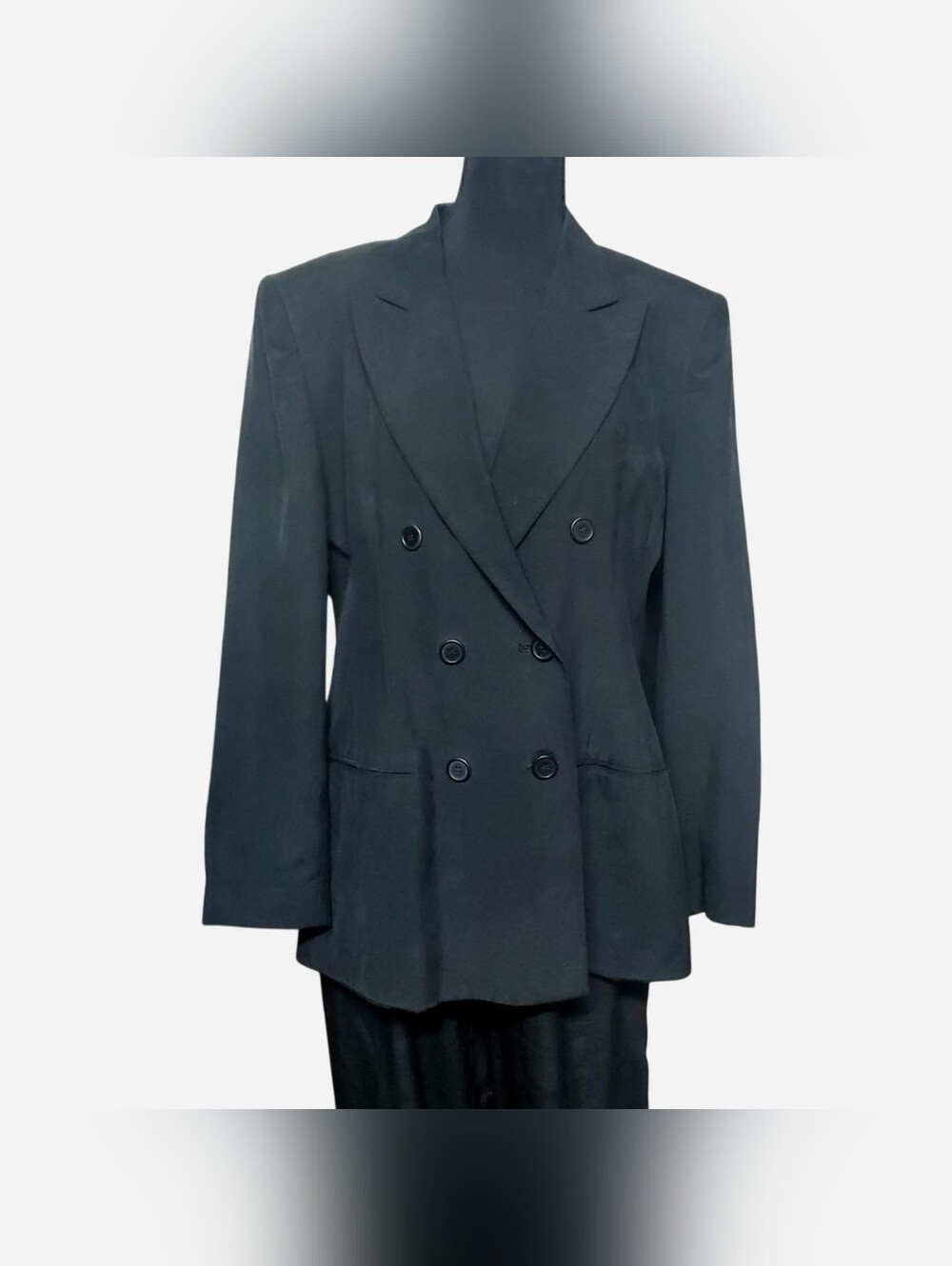 Vtg Guessilk By Georges Marciano 2-piece Silk Suit Set Womens Medium Black 90s